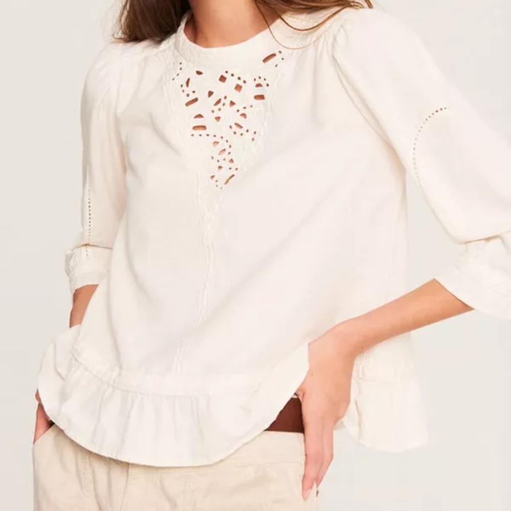 ba&sh Lola white embroidered blouse size 0